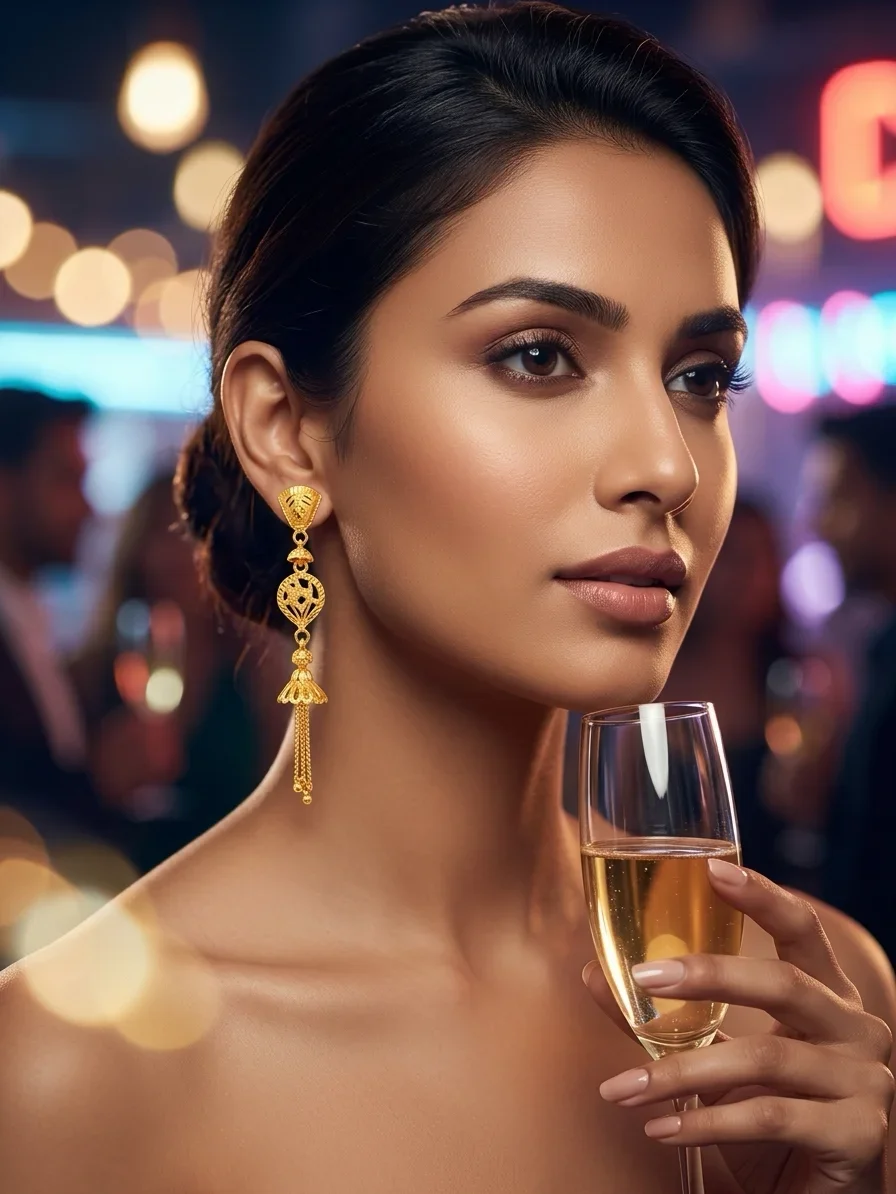 Tiered Filigree Gold Drop Earrings - alternate view