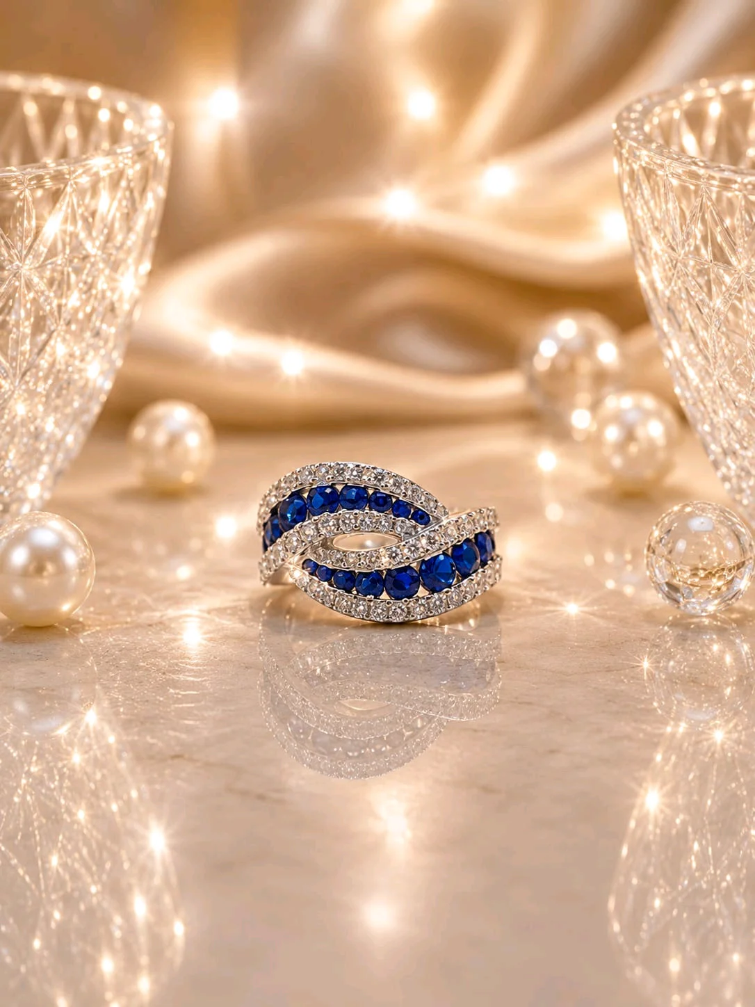 Intertwined Sapphire and Diamond Ring